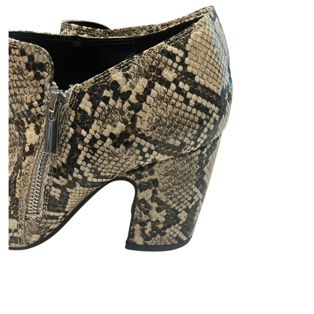 Michael by Michael Shannon Snake Print Block Heel Ankle Booties 8 Pointed Toe